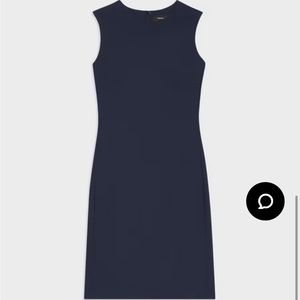 Theory Sleeveless Fitted Dress in Good Wool in Nocturne Navy
